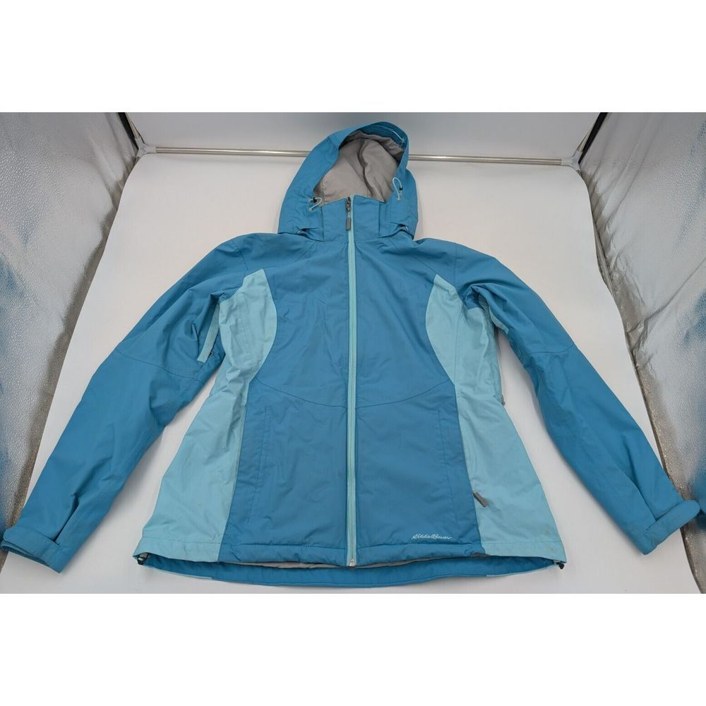 Eddie Bauer Jacket Parka Coat Women's Size Large‎ WeatherEdge Plus Hood Blue